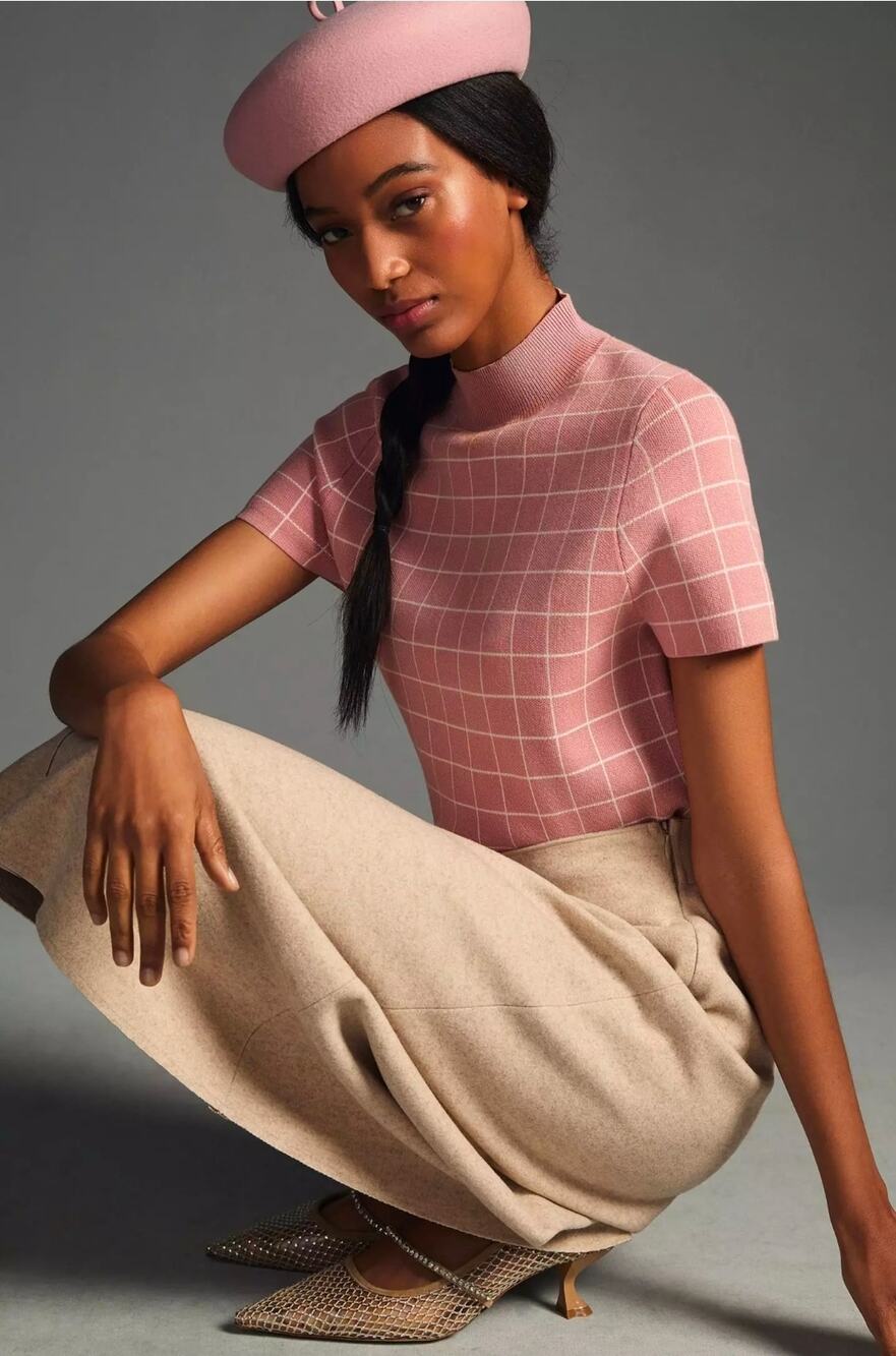 Maeve by Anthropologie Mock Neck Pink Sweater Top. Size M. Ret $100